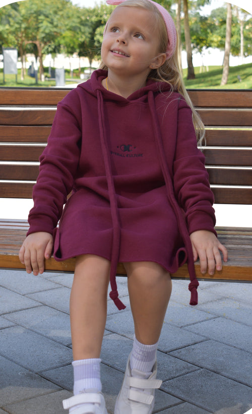 Cozy Blossom Girls winnter hooded Dress